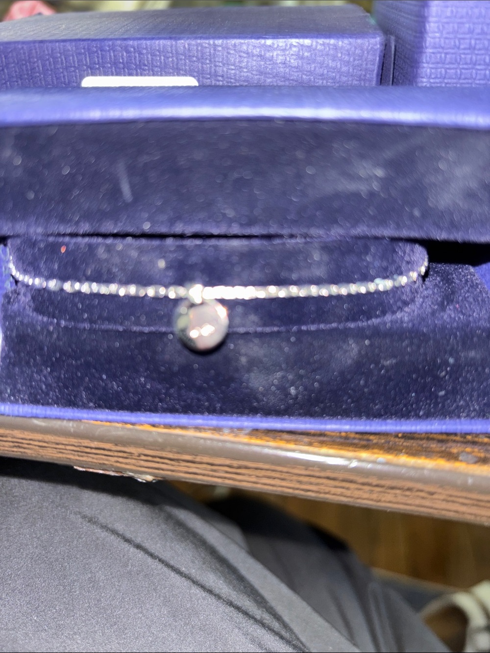 Swarovski Delicate Silver Tennis Bracelet with Round Charm